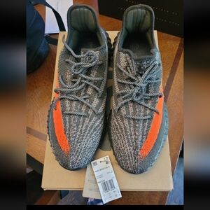 Adidas Men's Knit Gray and Orange Sneakers